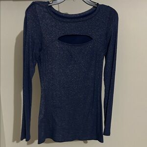 Express Navy Long Sleeve Cutout Tee